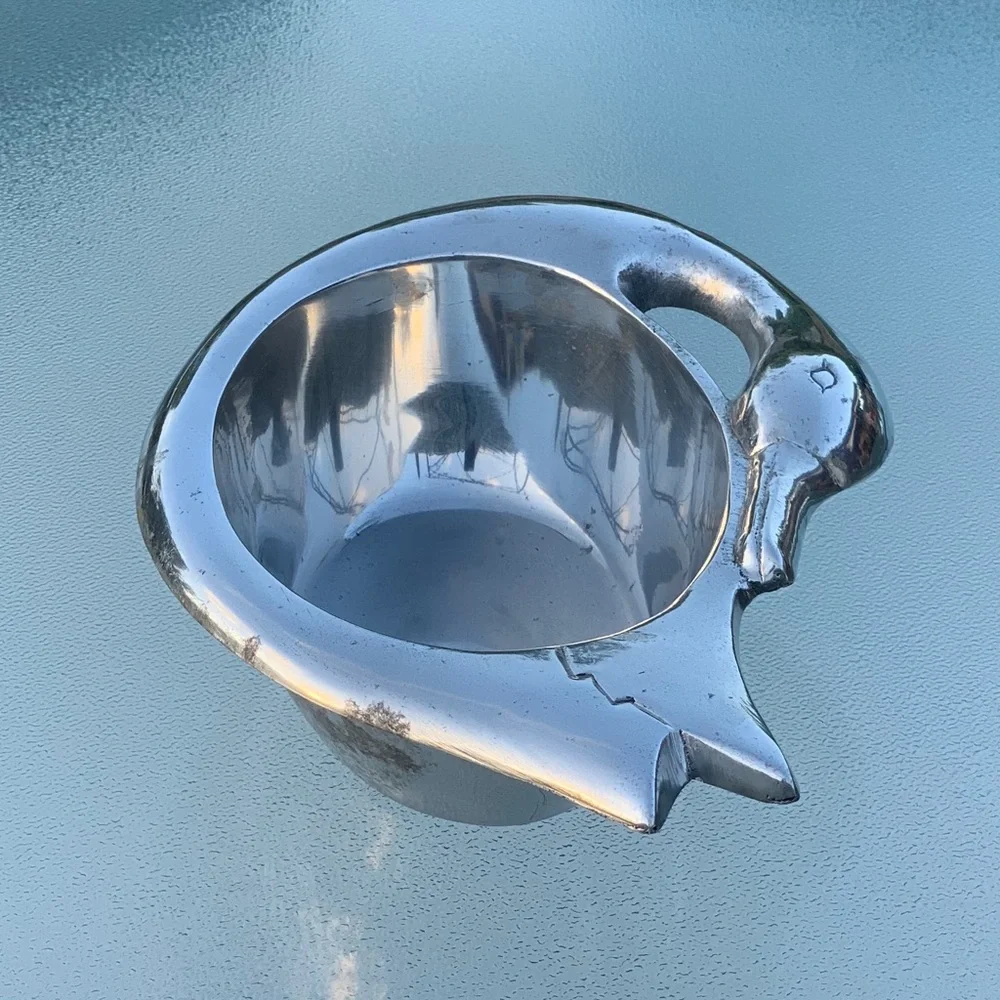 Pewter Swan Wine Bottle Trivet / Decorative Trinket Bowl
